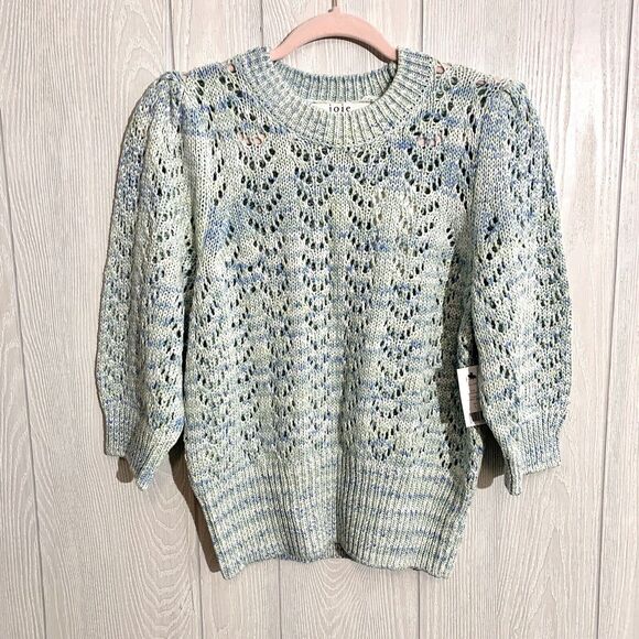Joie Mallow Citron Multi Blue Green Pointelle Sweater Size Large NWT - Picture 2 of 5